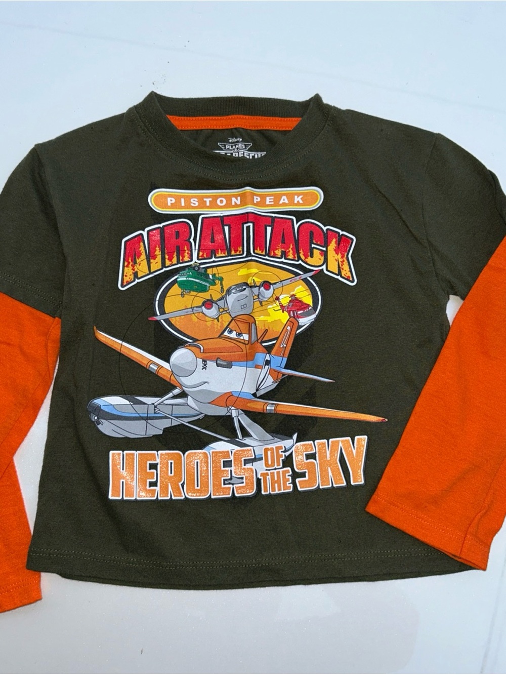 Disney Air Attack 'Heroes of the Sky' Long-Sleeve Shirt - Olive & Orange